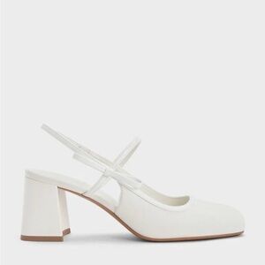 Charles & Keith White Slingback Heels